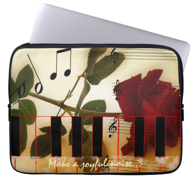 Pianotoetsenbord met Make A Joyful Noise Verse Laptop Sleeve (Voorkant)