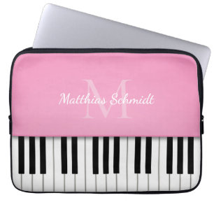 Pianotoetsenbord Monogrammed Personalized Pink Laptop Sleeve