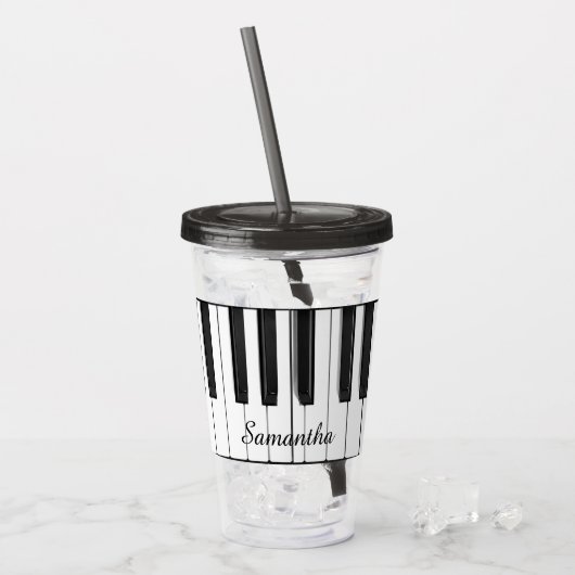 Pianotoetsenbord Musical Design Acrylic Tumbler Acryl Drinkbeker (Voorkant ijs)