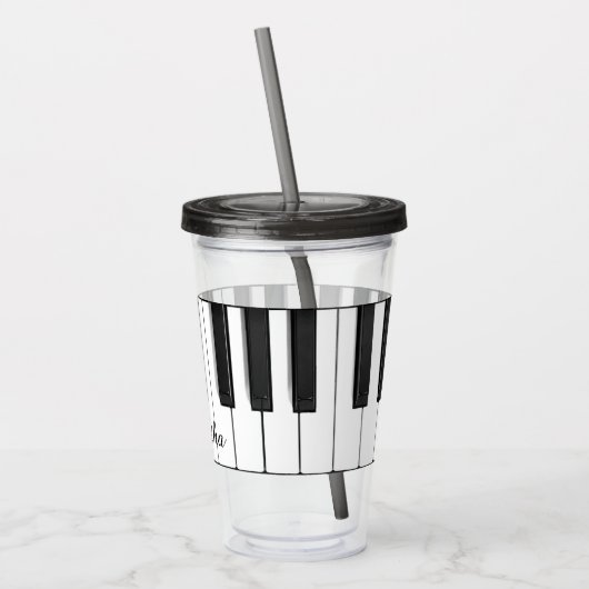 Pianotoetsenbord Musical Design Acrylic Tumbler Acryl Drinkbeker (Links)