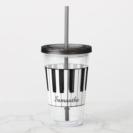 Pianotoetsenbord Musical Design Acrylic Tumbler Acryl Drinkbeker (Voorkant)