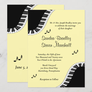 Pianotoetsenbord Muziek RSVP met menugeel Kaart