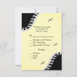 Pianotoetsenbord Muziek RSVP met menugeel Kaartje