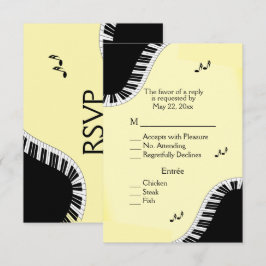 Pianotoetsenbord Muziek RSVP met menugeel Kaartje