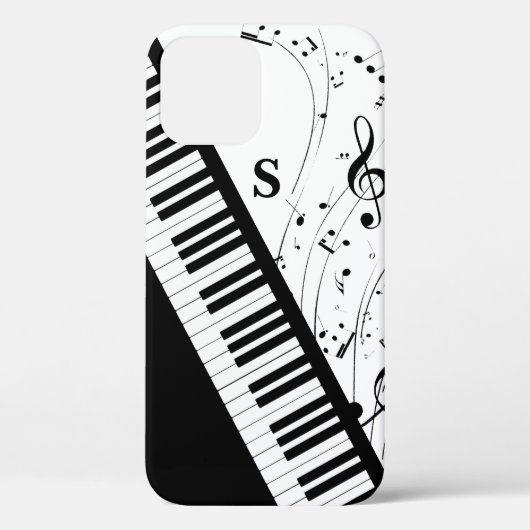 Pianotoetsenbord Muzieknoten Monogram Zwart Wit Case-Mate iPhone Case (Achterkant)
