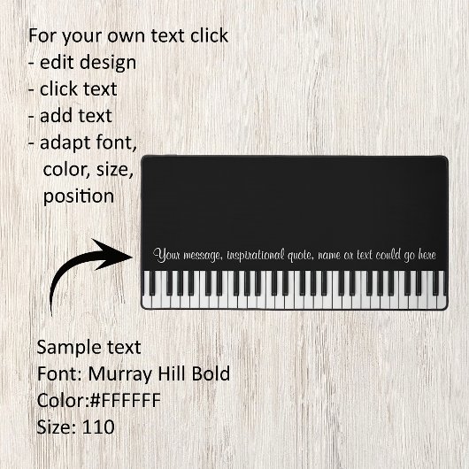 Pianotoetsenbord op ware grootte bureaumat