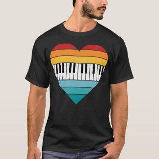 Pianotoetsenbord Retro Gestreepte Piano T-shirt