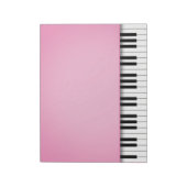 Pianotoetsenbord  roze 8,5 x 11 muziek notitieblok (Linkerzijde)