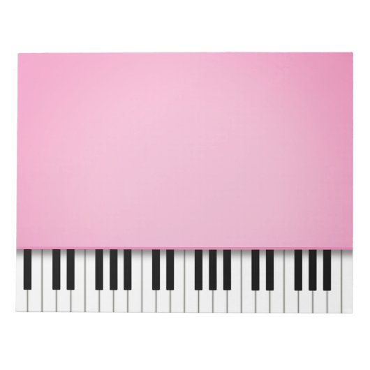 Pianotoetsenbord  roze 8,5 x 11 muziek notitieblok (Voorkant)