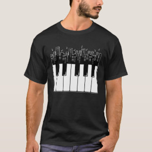 Pianotoetsenbord Skyline Pianist Music Lover T-shi T-shirt