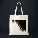 Pianotoetsenbord Tote Bag<br><div class="desc">Een krommend zwart-wit pianotoetsenbord verdeelt zwart van wit in dit whimsical grafische ontwerp dat zeker de muzikant zal vermaken.</div>