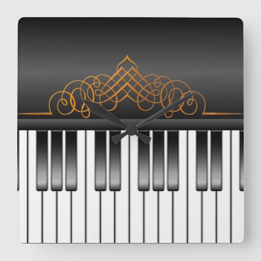 Pianotoetsenbord Vierkante Klok (Voorkant)
