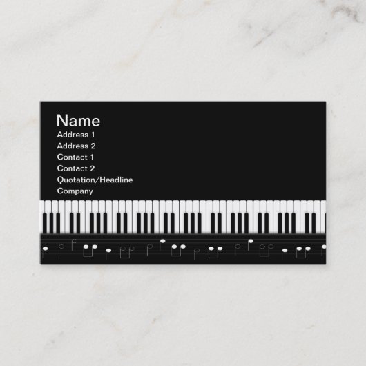 Pianotoetsenbord Visitekaartje (Voorkant)