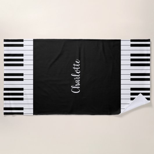 Pianotoetsenbord, zwart en wit strandlaken (Voorkant)