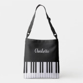 Pianotoetsenbord, zwarte en witte kruisstukzak crossbody tas (Achterkant)