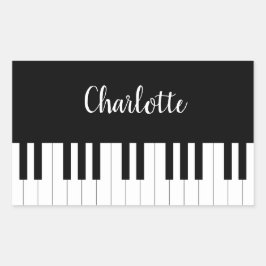 Pianotoetsenbord, zwarte en witte rechthoek rechthoekige sticker