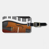Pianotoetsenborden met lange rand en Violin Bagage Bagagelabel (Voorkant horizontaal)