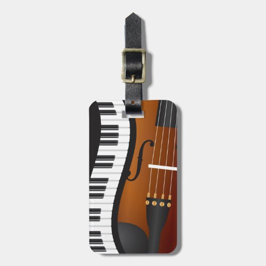 Pianotoetsenborden met lange rand en Violin Bagage Bagagelabel (Voorkant verticaal)