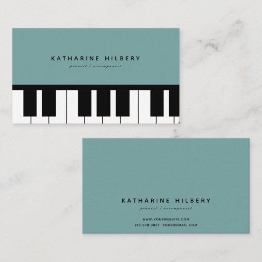 Pianotoetsenborden Minimalistisch blauw Visitekaar Visitekaartje (Voorkant / Achterkant)