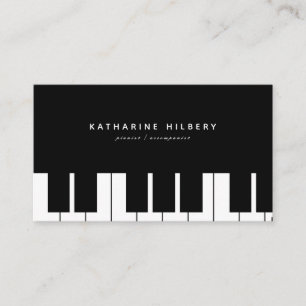 Pianotoetsenborden Minimalistisch Zwart Visitekaar Visitekaartje