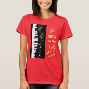 Pianotoetsenbordspelers Vun Muzieknoten Afbeelding T-shirt