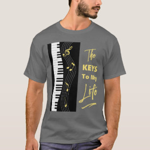 Pianotoetsenbordspelers Vun Muzieknoten Afbeelding T-shirt