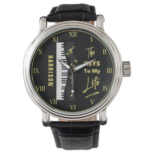 Pianotoetsenbordspelers Vun Muzieknoten Horloge