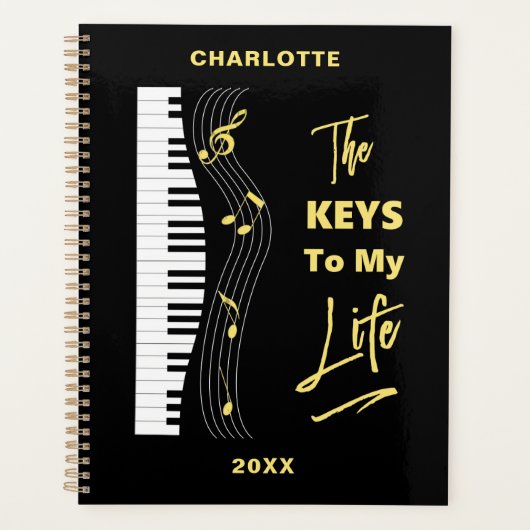 Pianotoetsenbordspelers Vun Muzieknoten Planner (Voorkant)