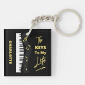 Pianotoetsenbordspelers Vun Muzieknoten Sleutelhanger (Achterkant)