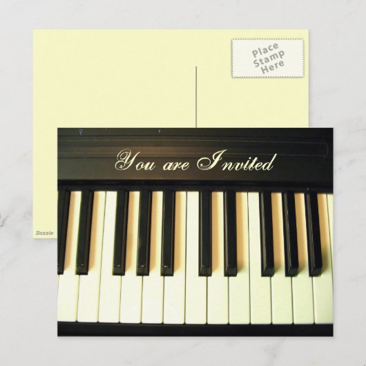 Pianouitnodiging_Briefkaart Uitnodiging Briefkaart (Voorkant / Achterkant)