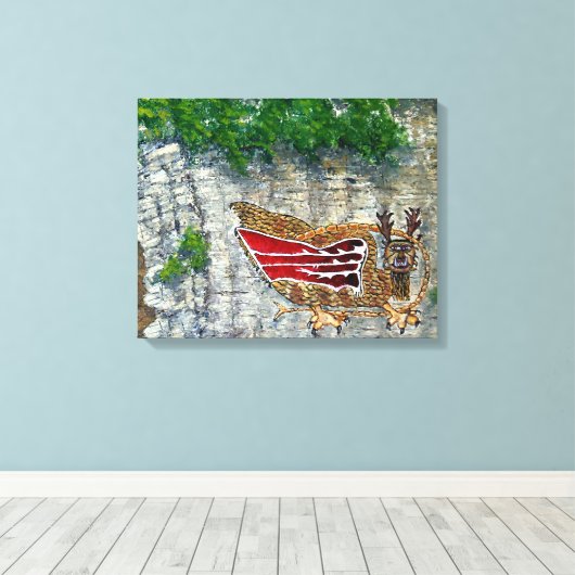 Piasa Bird: The Illinois River Legend Canvas Afdruk (Insitu (Houten vloer))