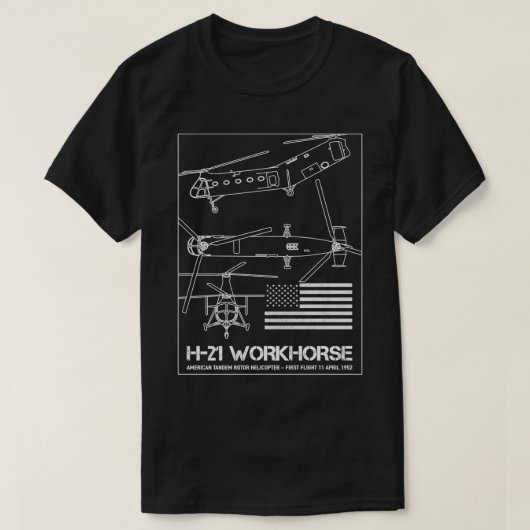 Piasecki H21 Workhorse American Cargo Helicopter B T-shirt (Design voorkant)