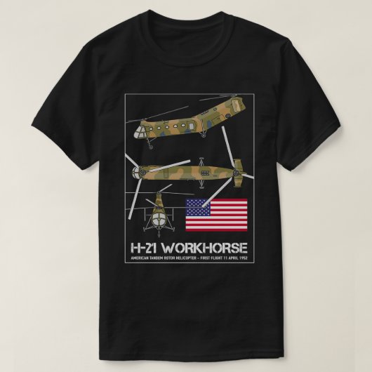 Piasecki H21 Workhorse American Cargo Helikopter D T-shirt (Design voorkant)