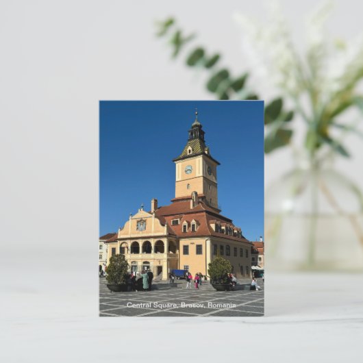 Piata Sfatului, Brasov, Roemenië, over een Feestdagenkaart (Staand voorkant)