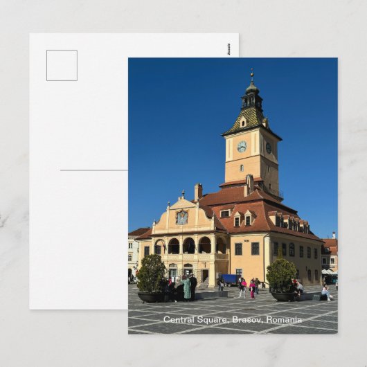Piata Sfatului, Brasov, Roemenië, over een Feestdagenkaart (Voorkant / Achterkant)