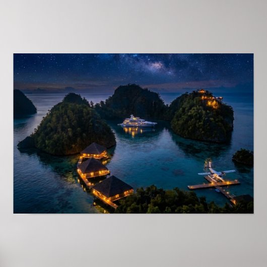 Piaynemo Night Starry Sky Raja Ampat Galaxy Art Poster (Voorkant)