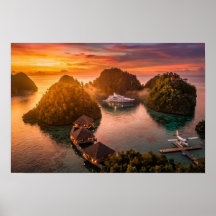 Piaynemo Zonsondergang Raja Ampat Tropisch Eiland 