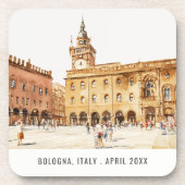 Piazza Bologna Italië Waterverf Italiaans reizen Bier Onderzetter (Voorkant)