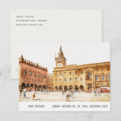 Piazza Bologna Italië Waterverf sparen de datum Briefkaart (Voorkant / Achterkant)