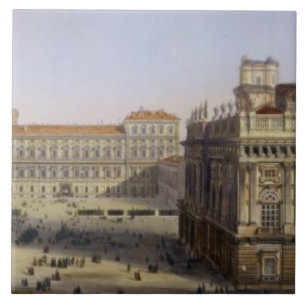 Piazza Castello, Turijn, gegraveerd door F. Citter Tegeltje