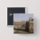 Piazza Castello, Turijn, gegraveerd door F. Citter Vierkante Button 5,1 Cm (Voorkant /achterkant)
