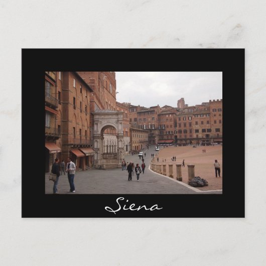 Piazza del Campo, Siena Black text briefkaart (Voorkant)