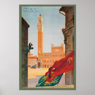 Piazza del Campo Siena Toscane Italië Vintage Poster