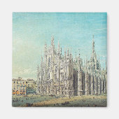 Piazza del Duomo in Milaan door Carlo Bossoli Magneet (Voorkant)