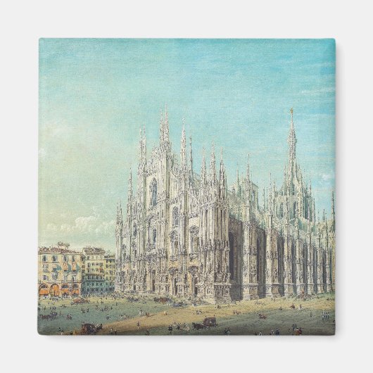 Piazza del Duomo in Milaan door Carlo Bossoli Magneet (Voorkant)