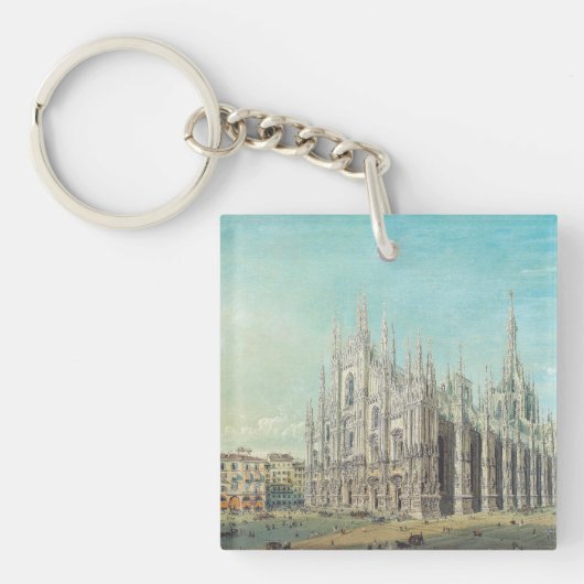 Piazza del Duomo in Milaan door Carlo Bossoli Sleutelhanger (Voorkant)