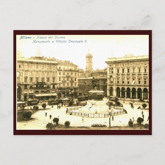 Piazza del Duomo, Milaan, Italië Vintage Briefkaart (Voorkant)