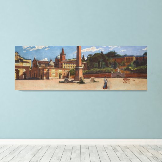 Piazza del Popolo in Rome (1900) Aleksander Gierym Canvas Afdruk (Insitu (Houten vloer))