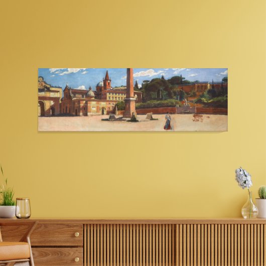 Piazza del Popolo in Rome (1900) Aleksander Gierym Canvas Afdruk (Insitu (Woonkamer))