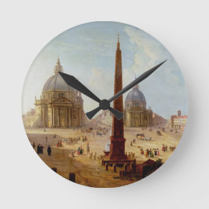 Piazza del Popolo, Rome (olie op doek) Ronde Klok